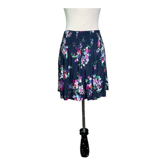 Express blue floral pull on pleated mini skirt size XS - Picture 8 of 11